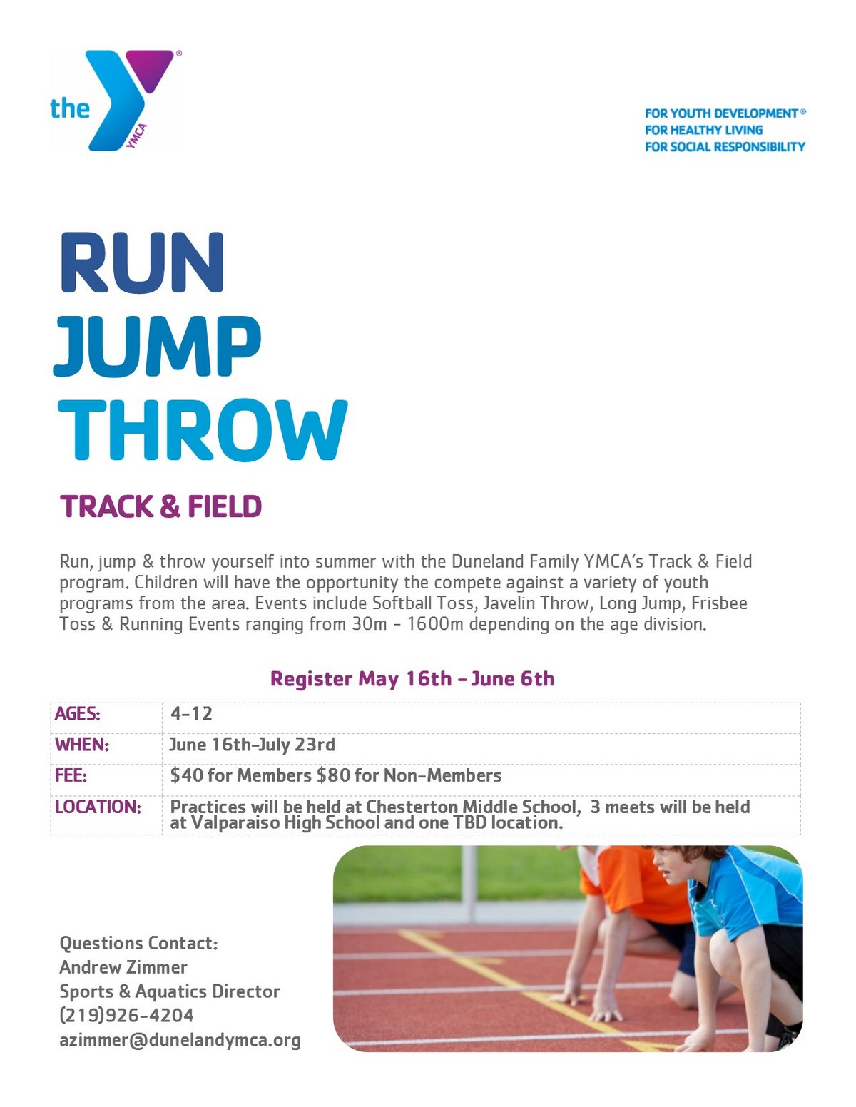Duneland Y Offers Youth Track &amp; Field This Summer